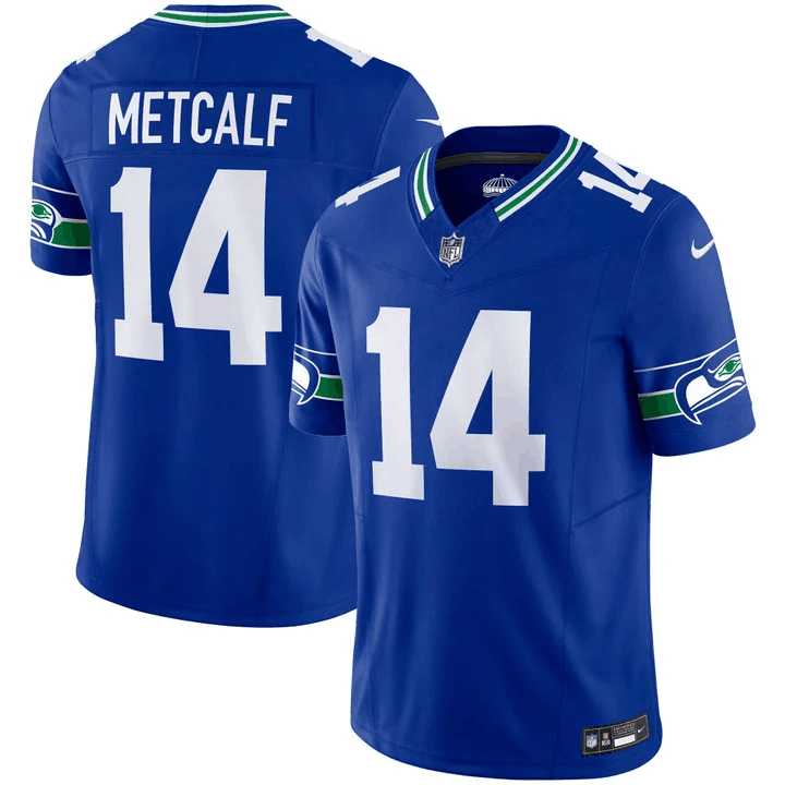 Men%27s Seattle Seahawks #14 D.K. Metcalf Royal 2023 F.U.S.E. Vapor Limited Throwback Stitched Jersey